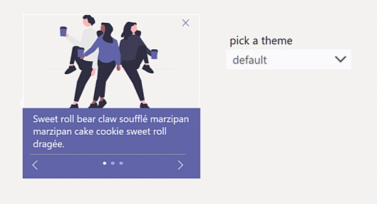 An animated GIF showing three different UI themes applied to three images. 