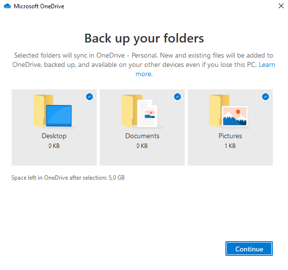 Older screenshot from an image of Windows Home 11 Edition during Installation. A OneDrive - Personal account is created, and Desktop, Documents and Pictures folders will be backed up to OneDrive – Personal unless you exclude them on this form.
