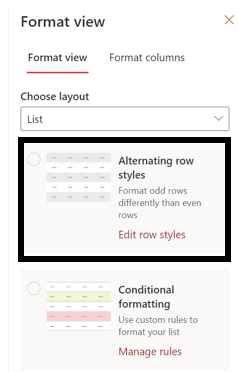 Alternate row styling in a SharePoint list.