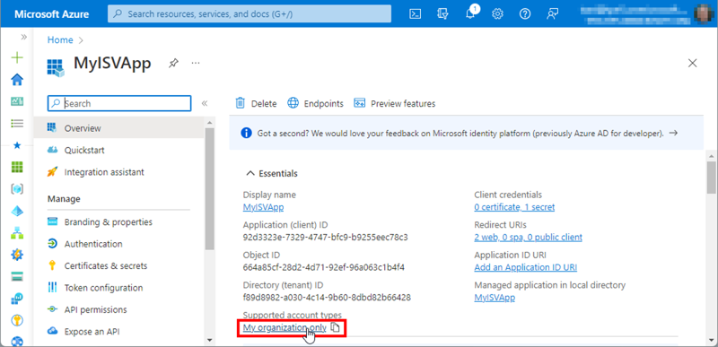 Locate the application in Azure AD, and change the supported account type.