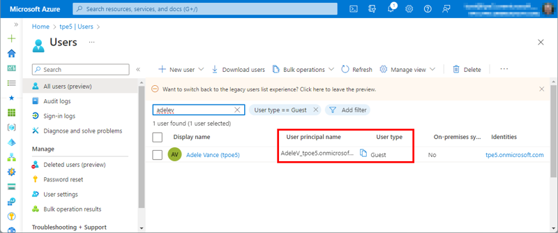 Adding a guest user to our own Azure AD