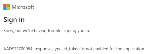 Missing token message if the implicit grant flow is used that expects an ID token from the /authorize endpoint