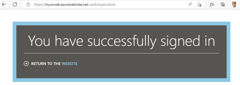 Successfully signed in redirect.