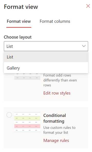 Formatting in the gallery layout of a SharePoint list.| Image used with permission from Microsoft.