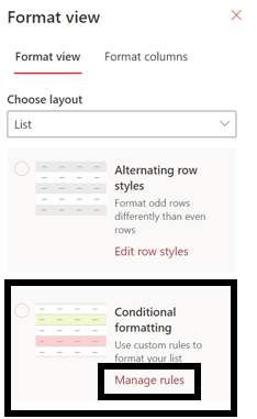 Creating rule for conditional formatting in a SharePoint list.