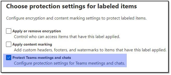 This image shows the setting that needs to be ticked in order to configure a sensitivity label for meetings