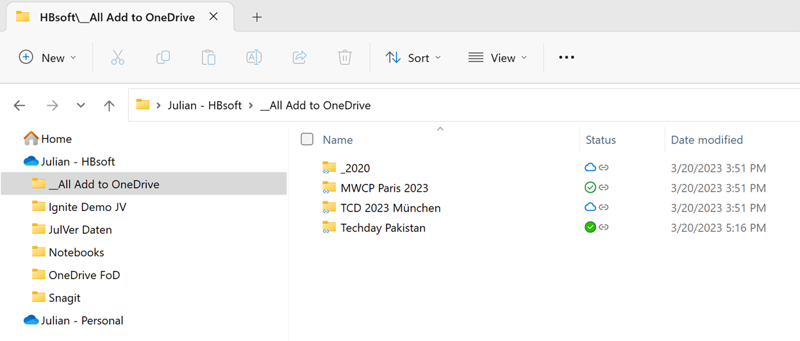 This screenshot shows all the user’s shortcut that have been added to OneDrive in one folder.