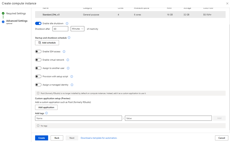This screenshot shows advanced settings including the ability to toggle enable idle shutdown and to adjust the startup and shutdown schedule.