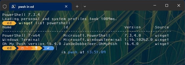 The winget list powershell command includes the target as the first item in its list of responses.
