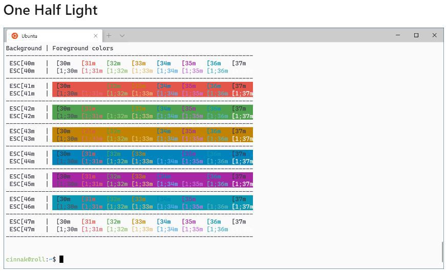 As this screenshot shows, ColorTool produces this table when chosen as the default color scheme in Ubuntu Bash.