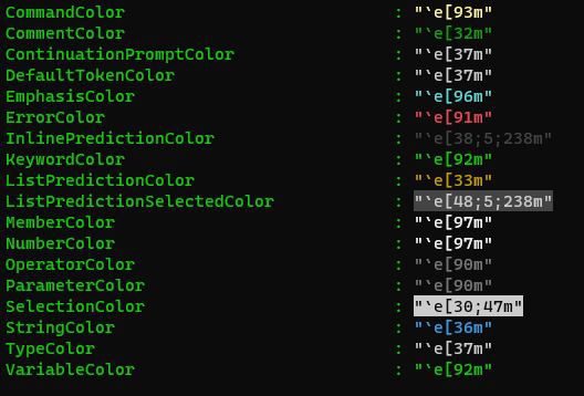 The color of the display shows how escape codes look in WT (right-hand side).