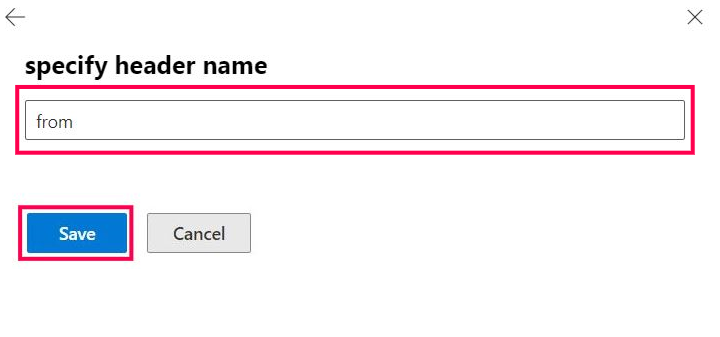 This screenshot shows how you can specify the header name while configuring a mail flow rule and save it. 