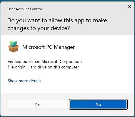 This screenshot shows a User Account Control window that pops up to ask “Do you want to allow this app to make changes to your device?” To install the program, select the “Yes” button.