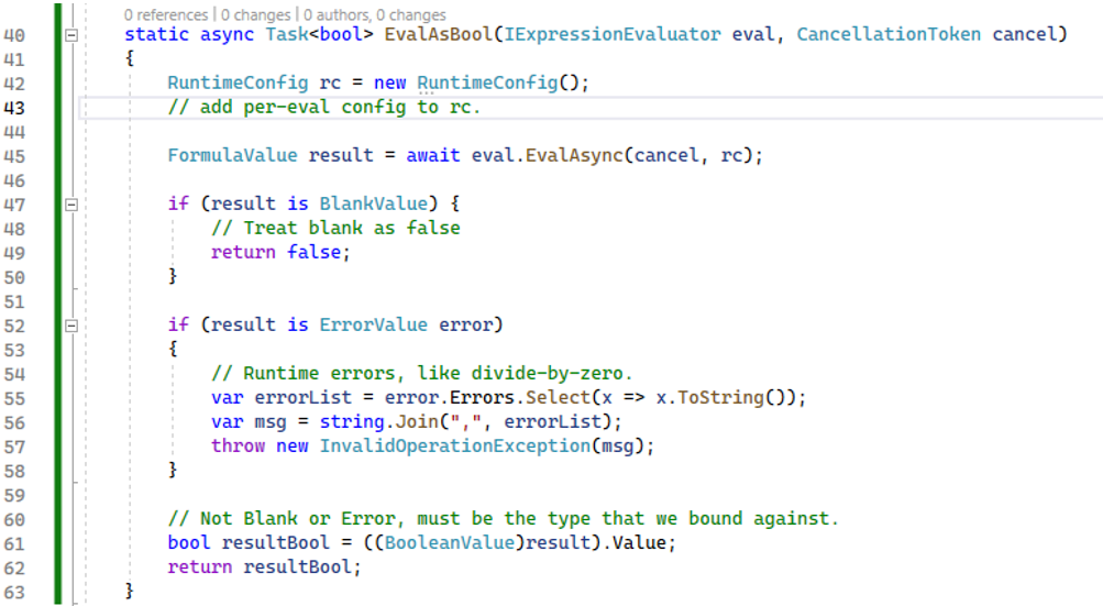 Screenshot of evaluating an expression.