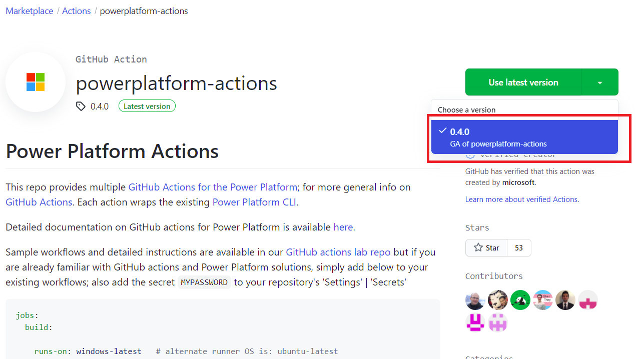 GitHub Power Platform Actions