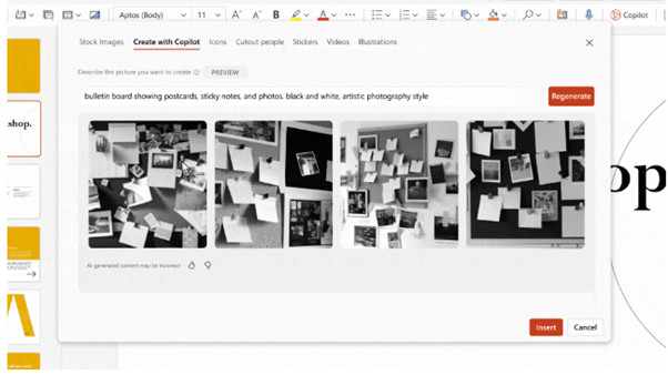Microsoft 365 Copilot features in PowerPoint
