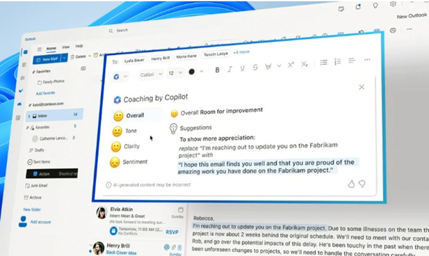 Microsoft 365 Copilot features in Outlook