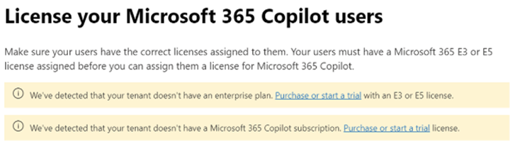 Screenshot of Microsoft Admin center Licenses section.