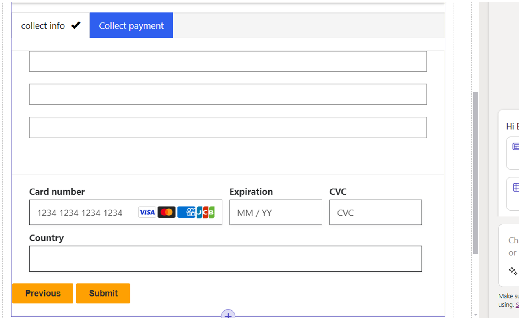 An image showing the collect payment page at Power Pages.