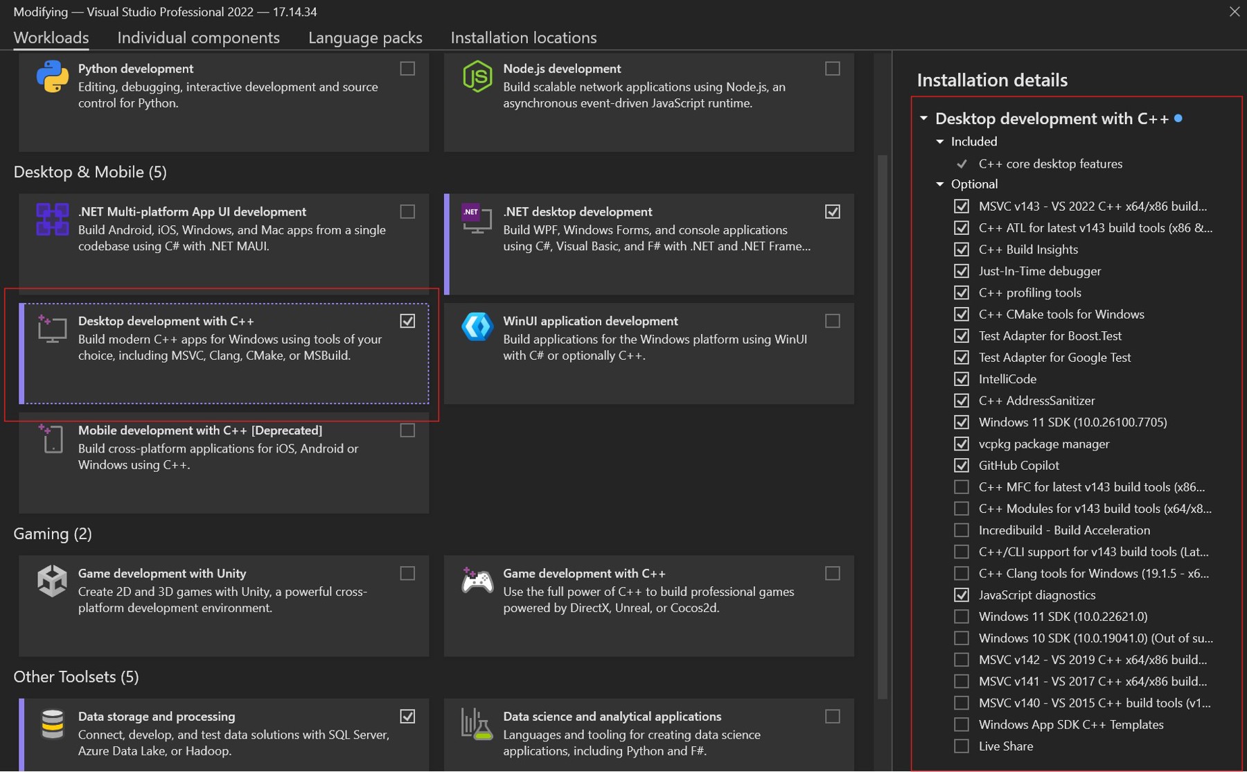 VS Installation Options